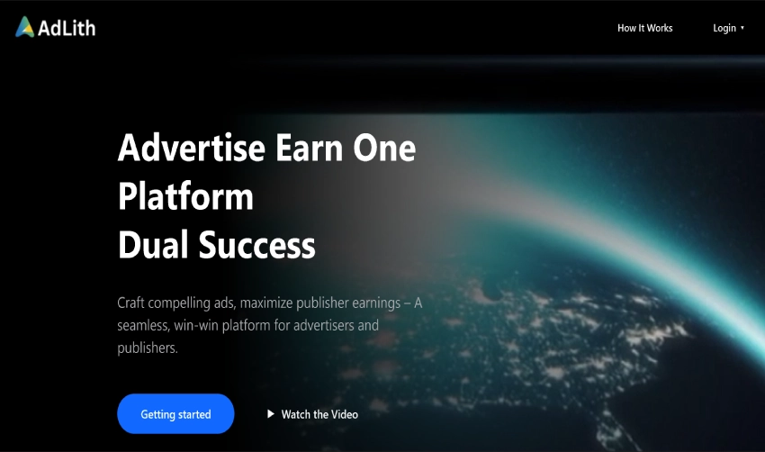 AdLith website — homepage hero and navigation